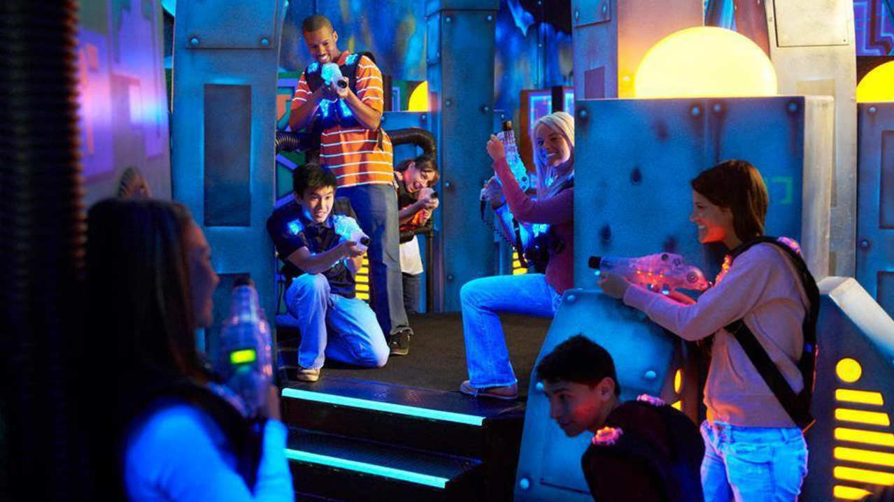 Families playing laser tag at Planet Entertainment Centre in Galway