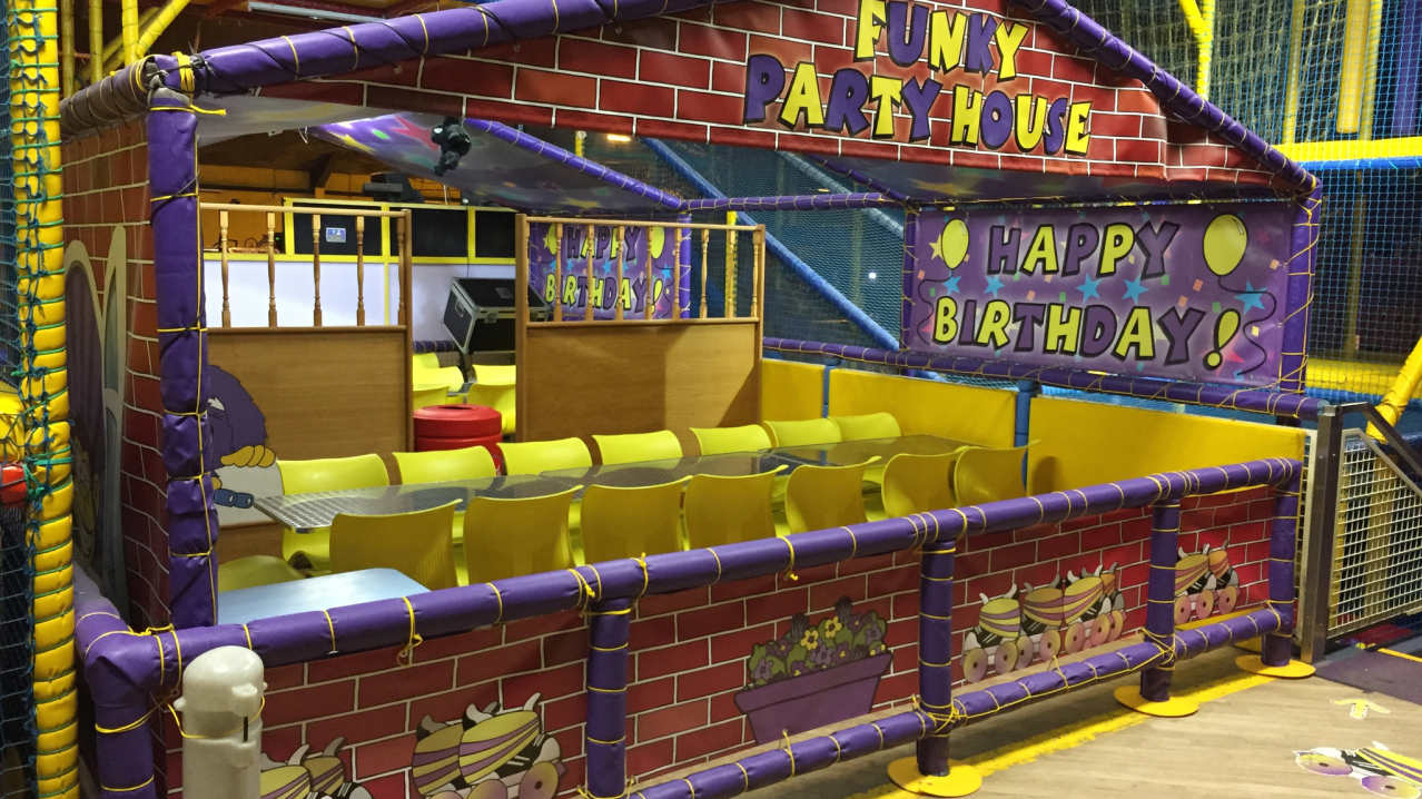'Funky Party House' birthday party area at Funkys in Norwich