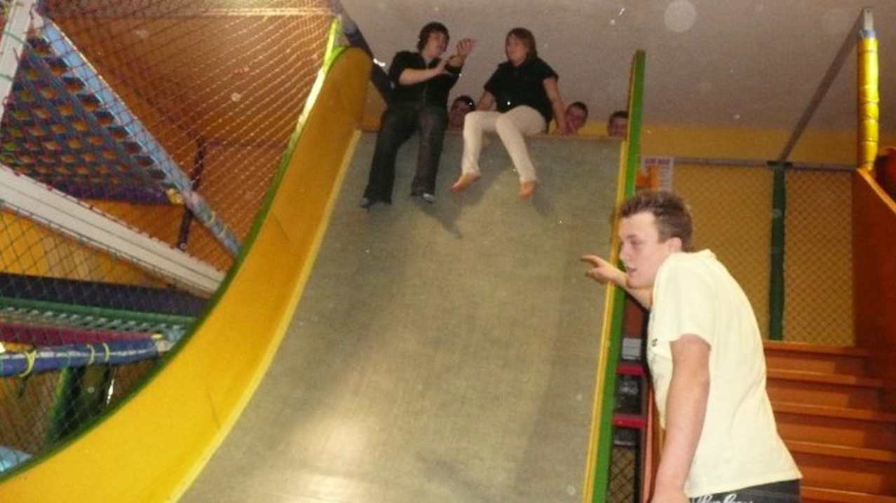 Kids on slide at The Fun Centre in Caernarfon