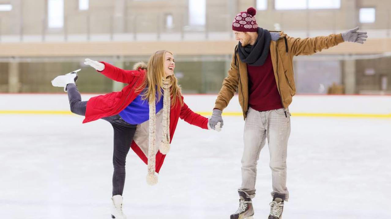 Couple ice skating at Silver Blades Ice Rink Gillingham Couple ice skating at Silver Blades Ice Rink Gillingham