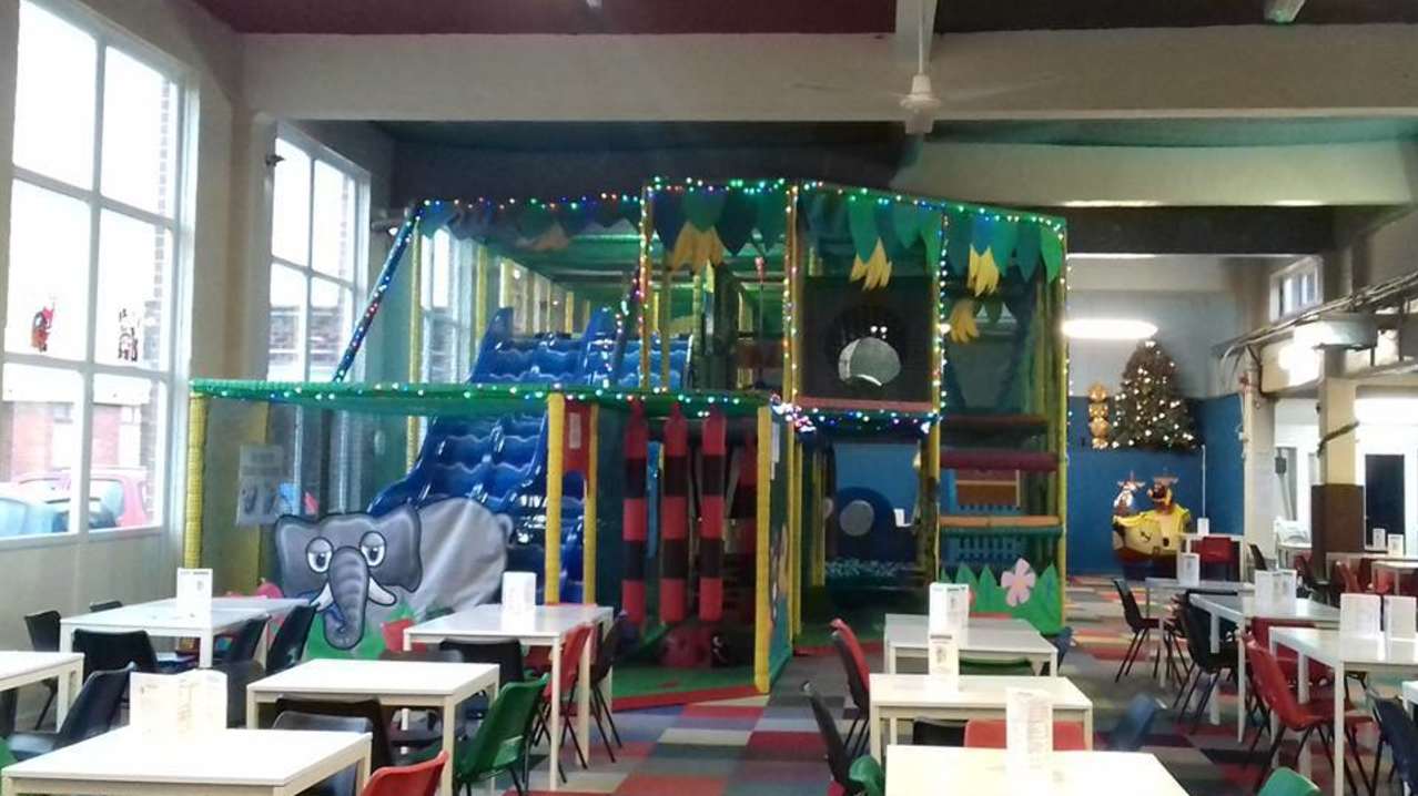 Indoor soft play frame and seating area at Jungle Mayhem in Radcliffe Indoor soft play frame and seating area at Jungle Mayhem in Radcliffe