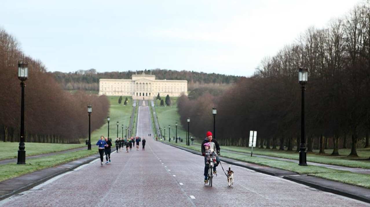 People at Stormont Park in Belfast People at Stormont Park in Belfast