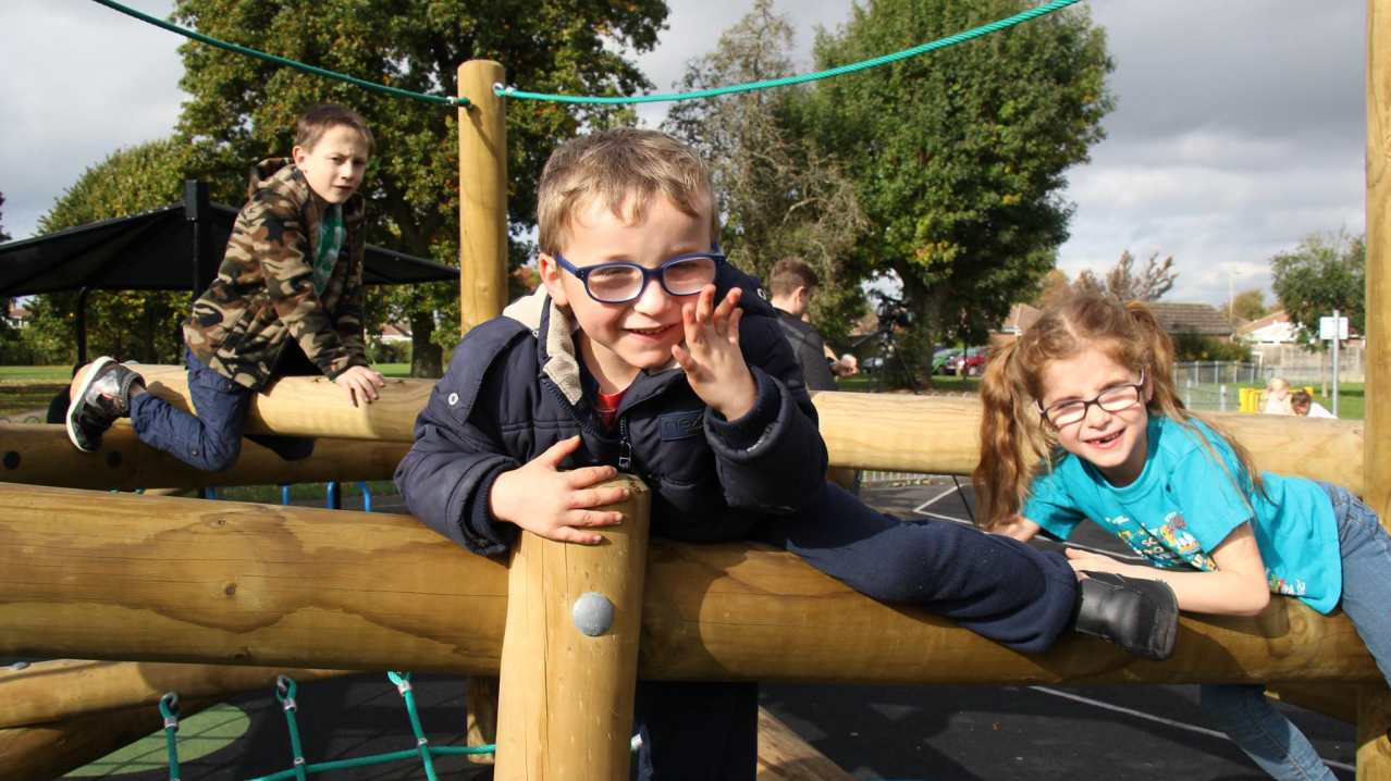 Kids on playground at Blackbrook Park Play Area in Fareham Kids on playground at Blackbrook Park Play Area in Fareham