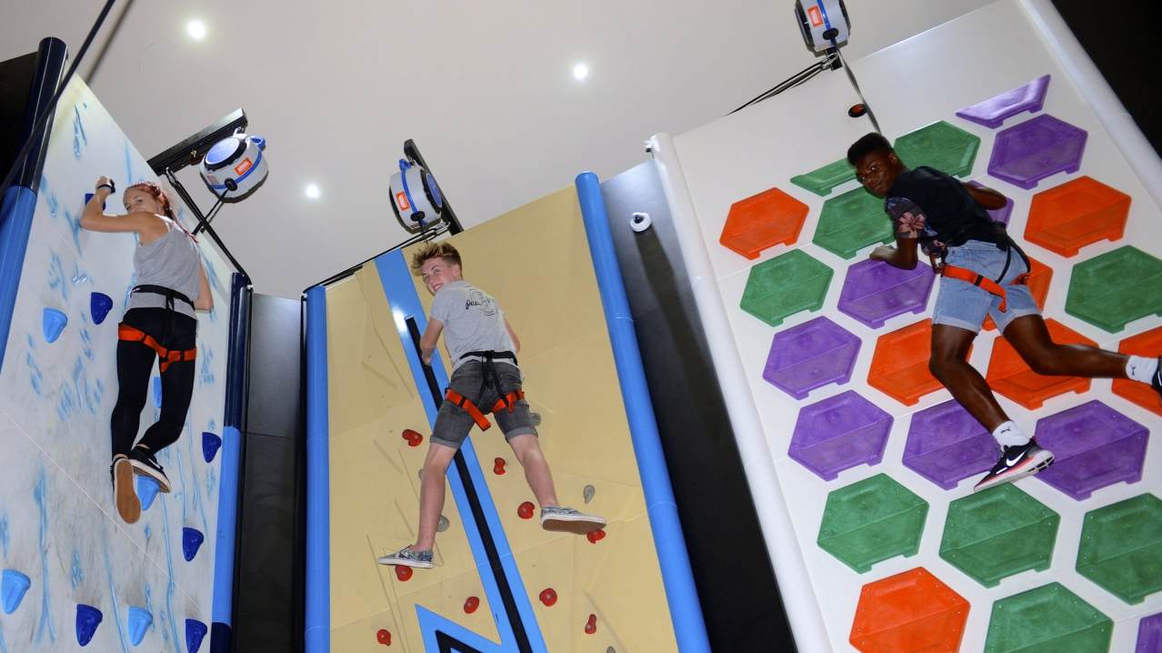 People climbing at Clip n Climb Dundonald in Belfast