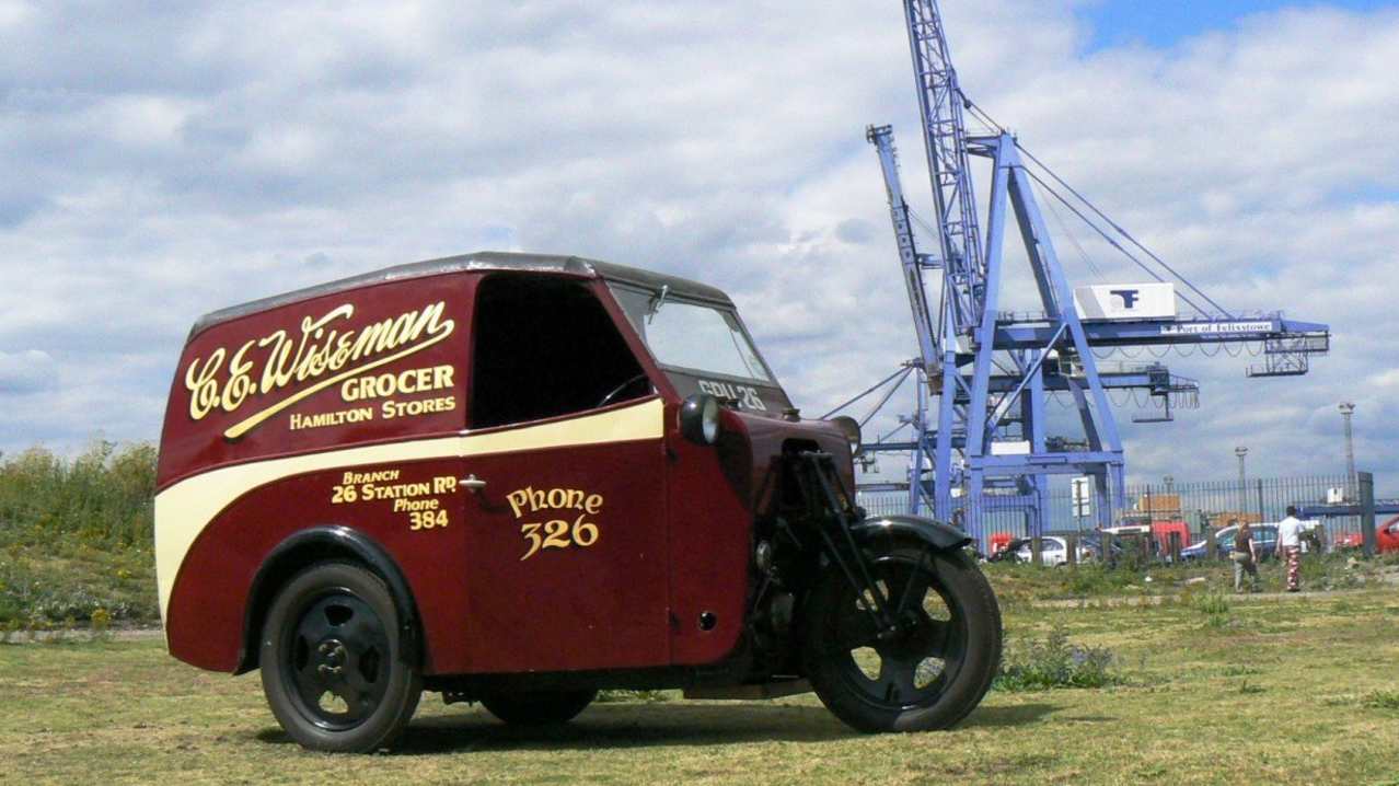 Three wheel vehicle at Felixstowe Museum