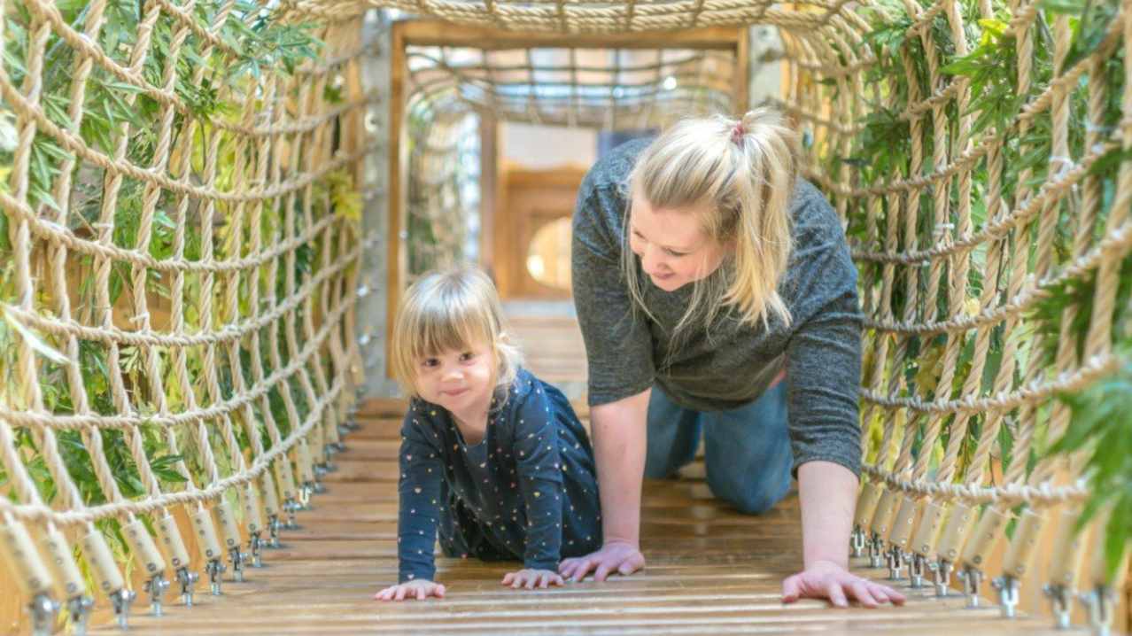 A little girl and her Mum at Pensthorpe Natural Park in Norfolk