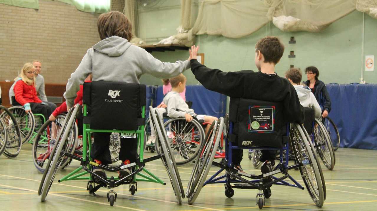 Wheelchair basketball players at Lea Green Centre in Matlock