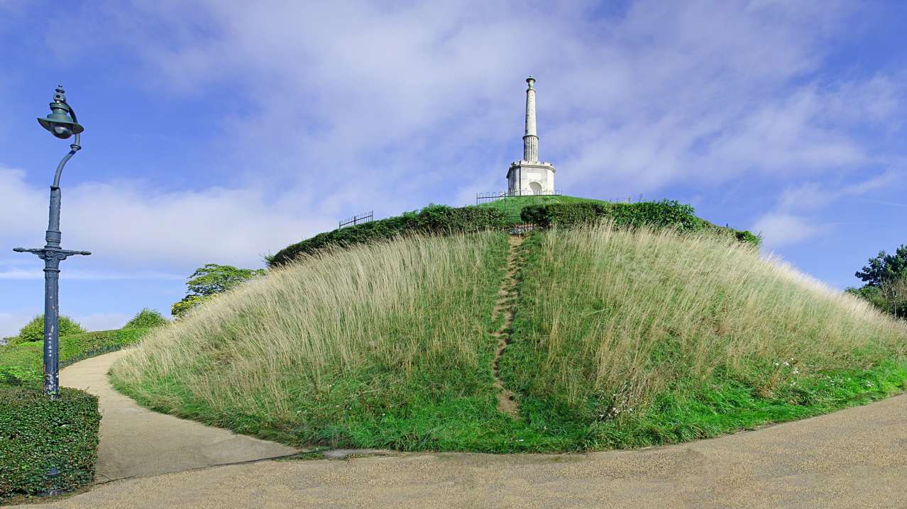 Monument on mound at Dane John Gardens in Canterbury