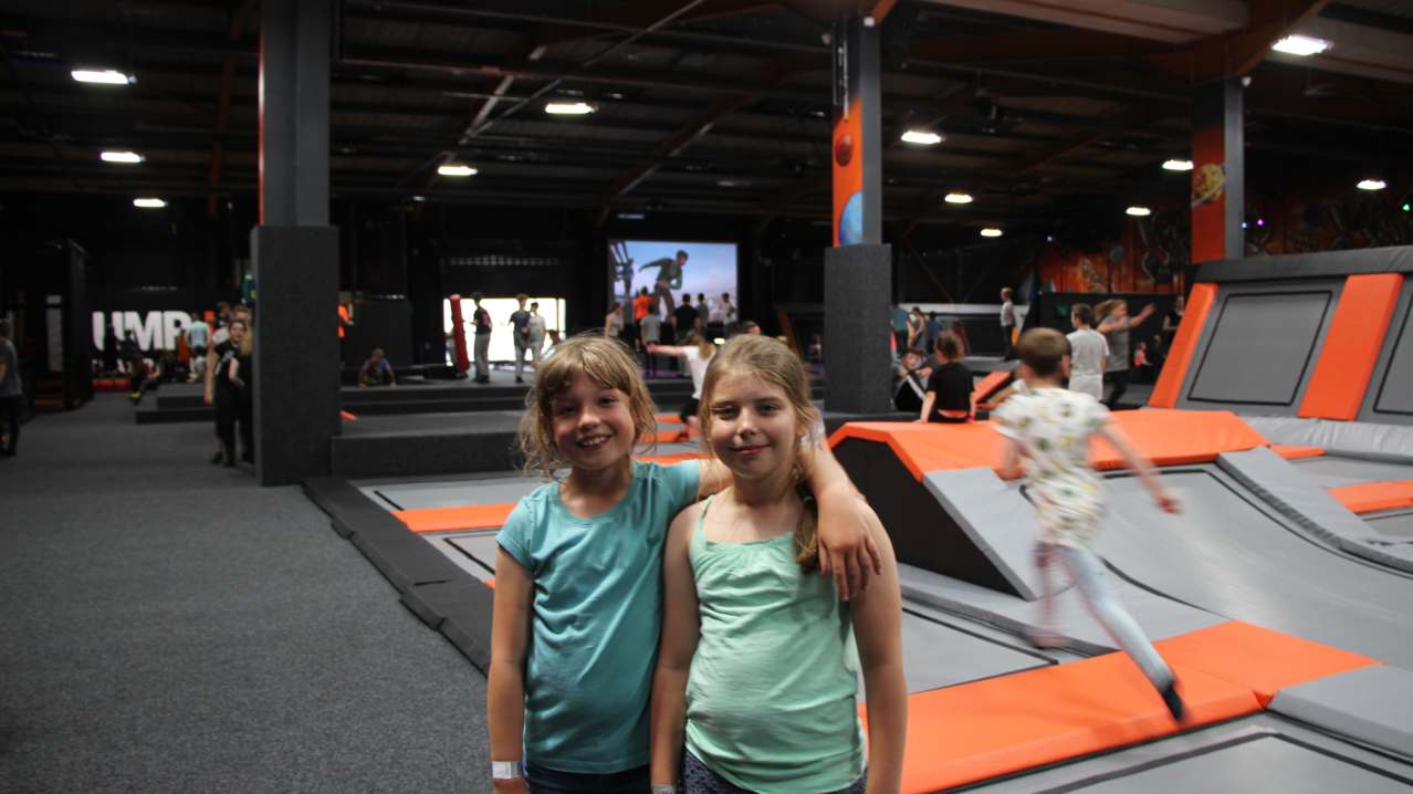 Girls at Jump Jam Trampoline Park in Bridgend Girls at Jump Jam Trampoline Park in Bridgend