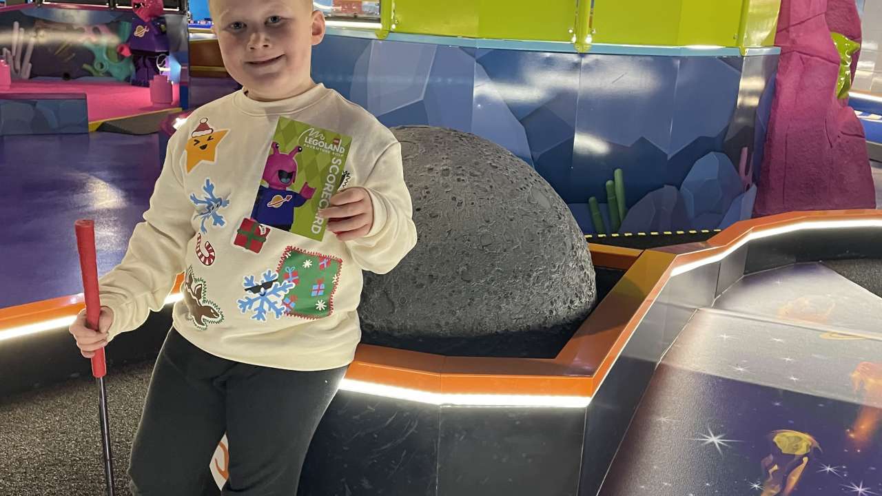 Our family visiting Legoland Adventure Golf