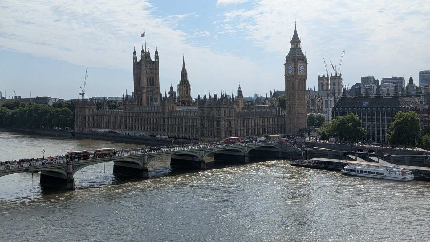 View of Houses of Parliament from London Eye. View of Houses of Parliament from London Eye.
