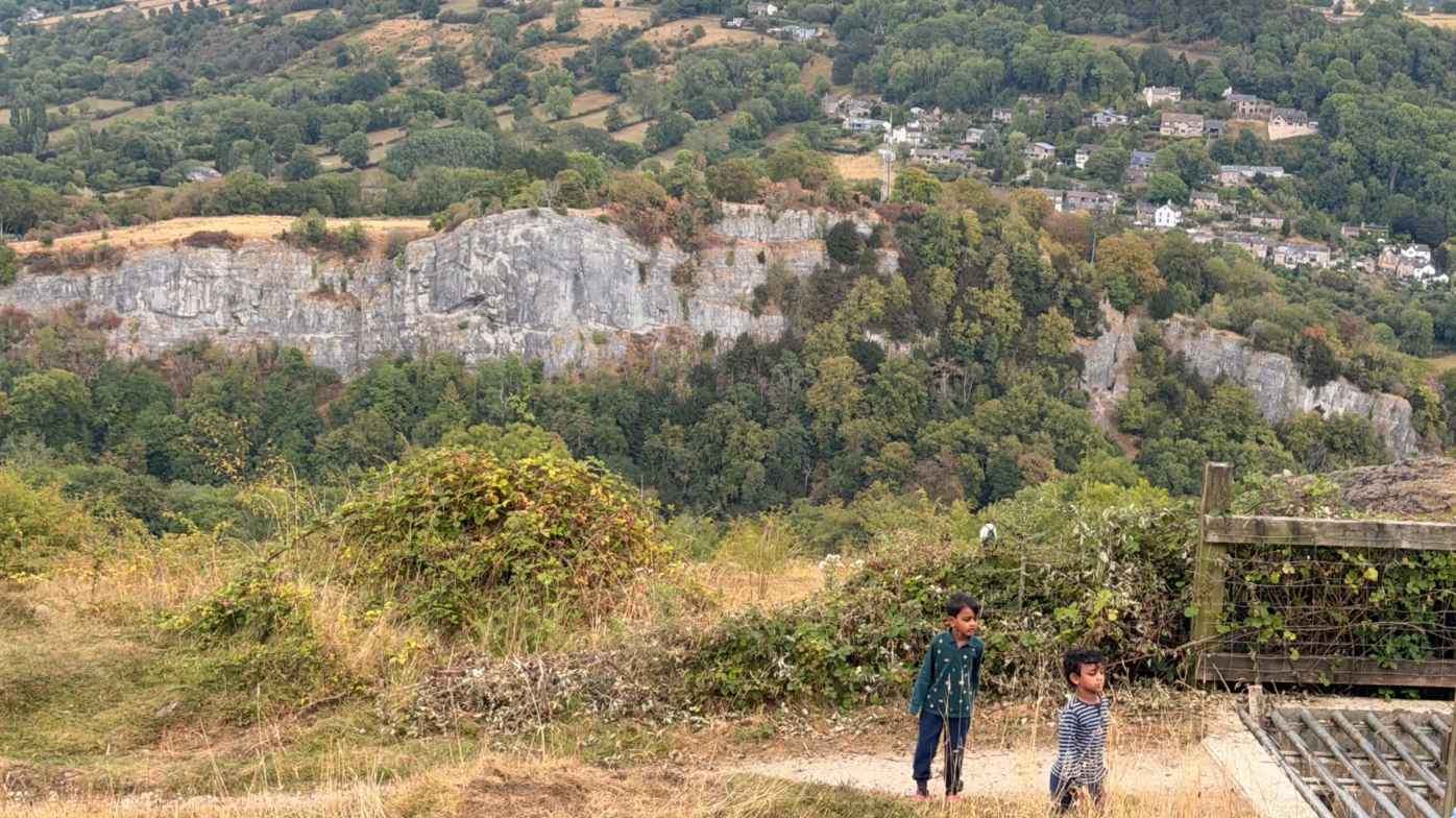 Exploring the grounds with amazing valley views after the Masson Cavern tour