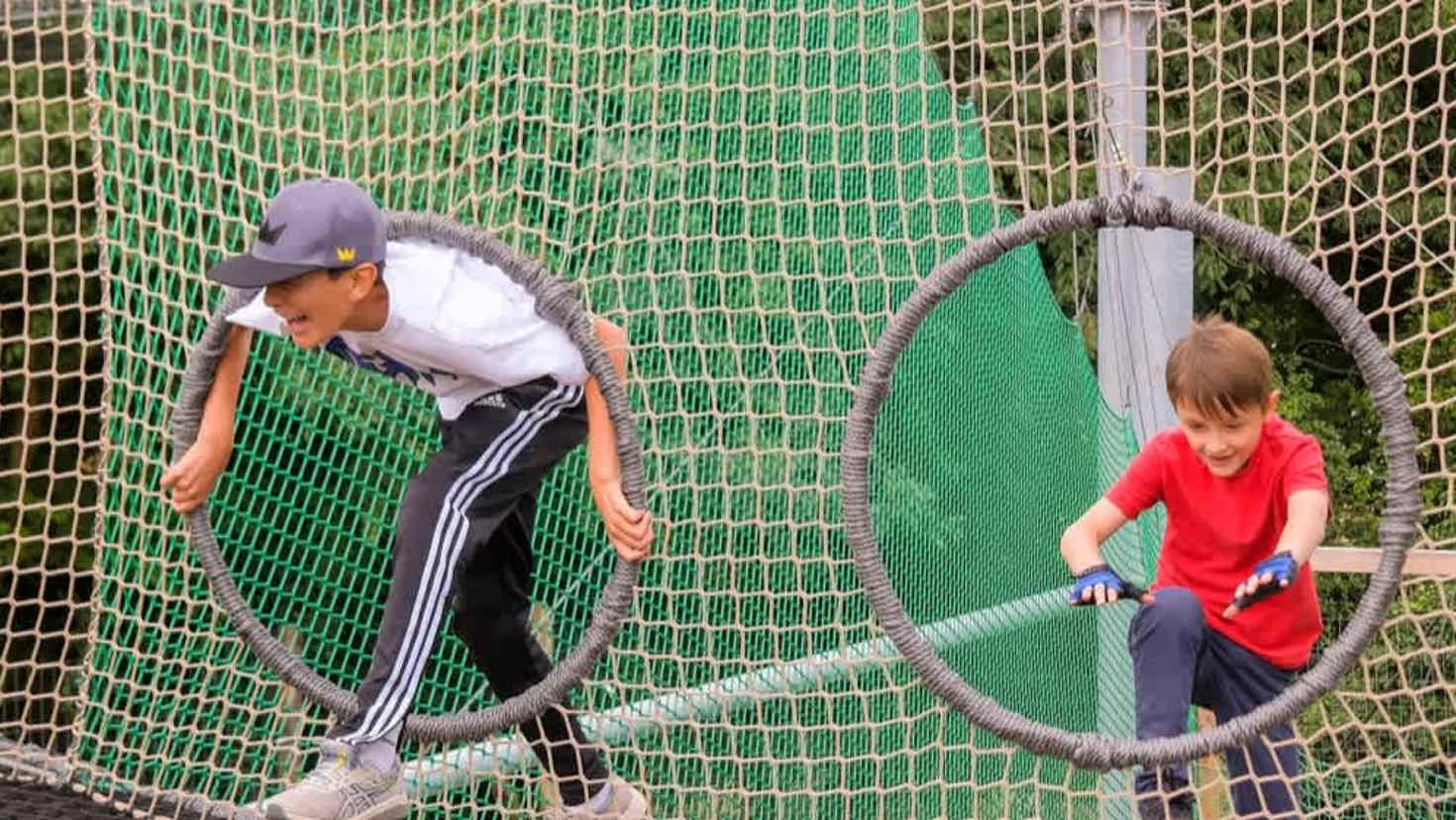 Children exploring the nets at Gripped London