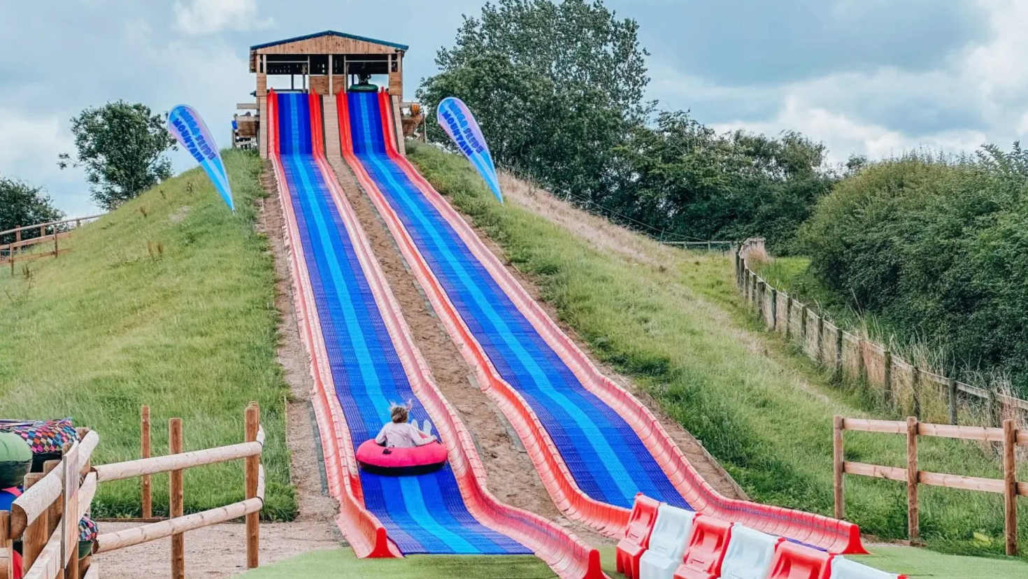 huge slide at national forest adventure farm