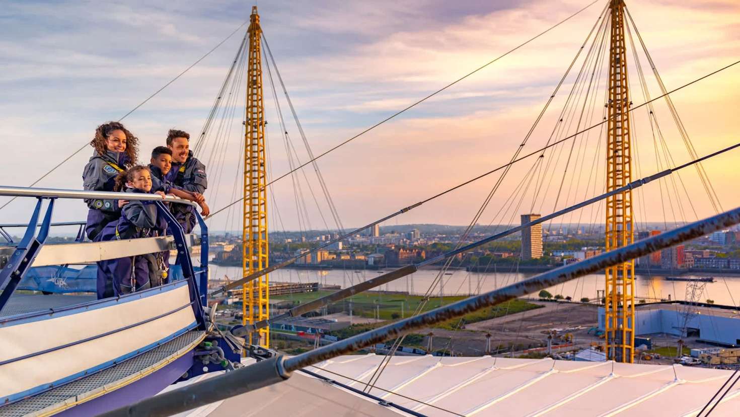 Family admiring the sunset from the top of the O2 Arena London