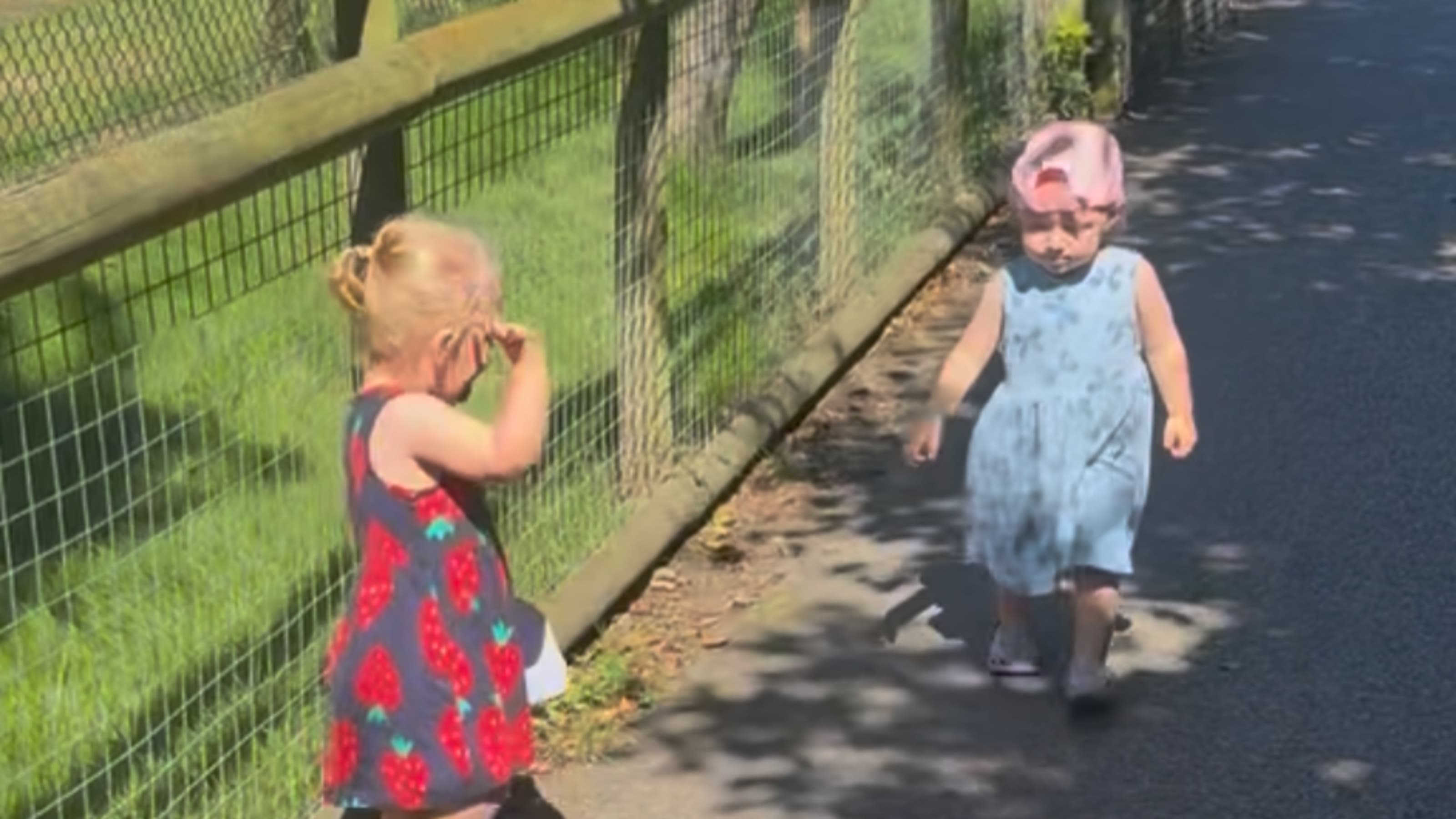Girls walking around