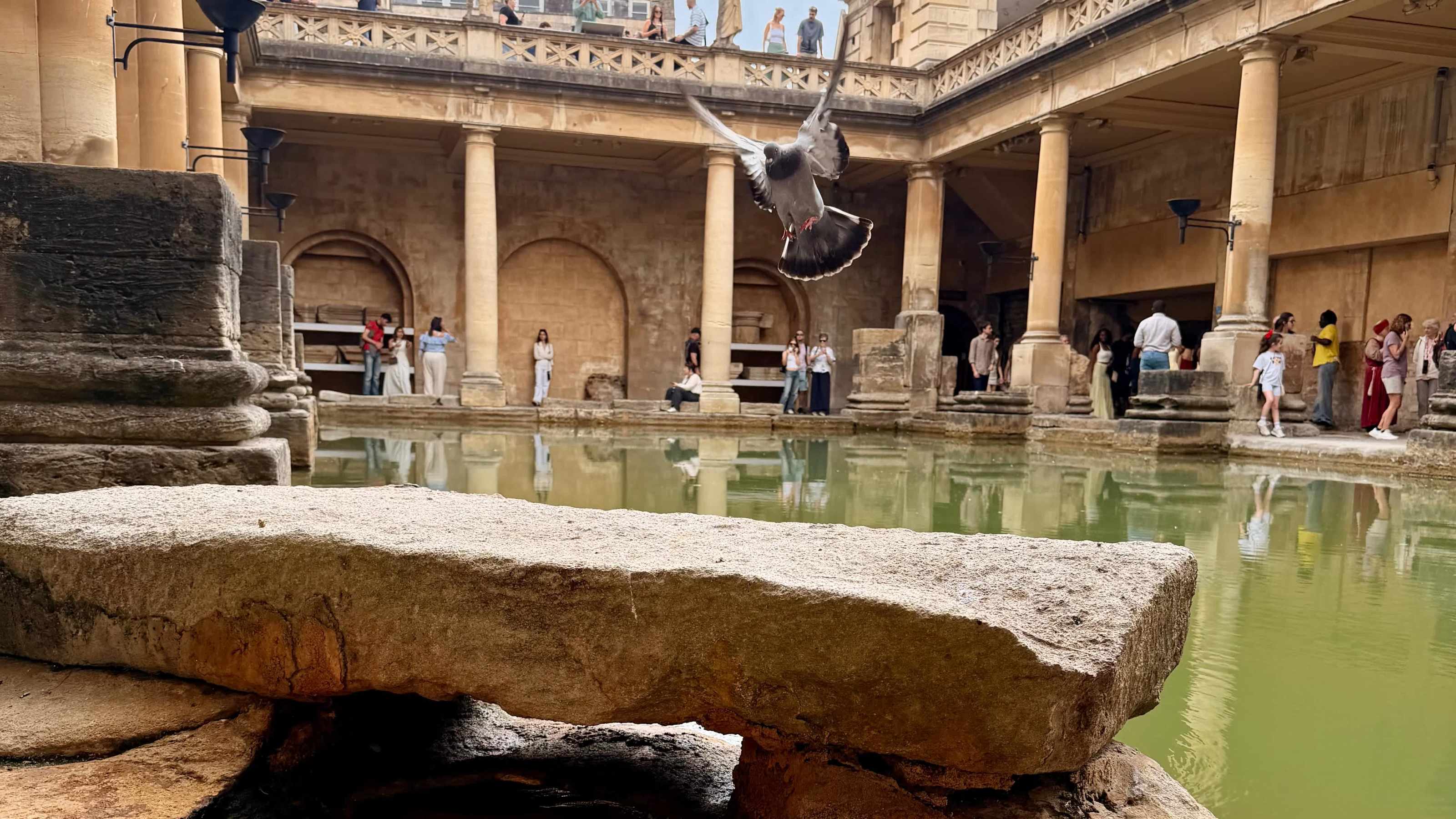 Watching the natural spring water make its way through the Roman Baths. It’s incredible to think this same water has been flowing here for thousands of years and can still be sampled by visitors today.