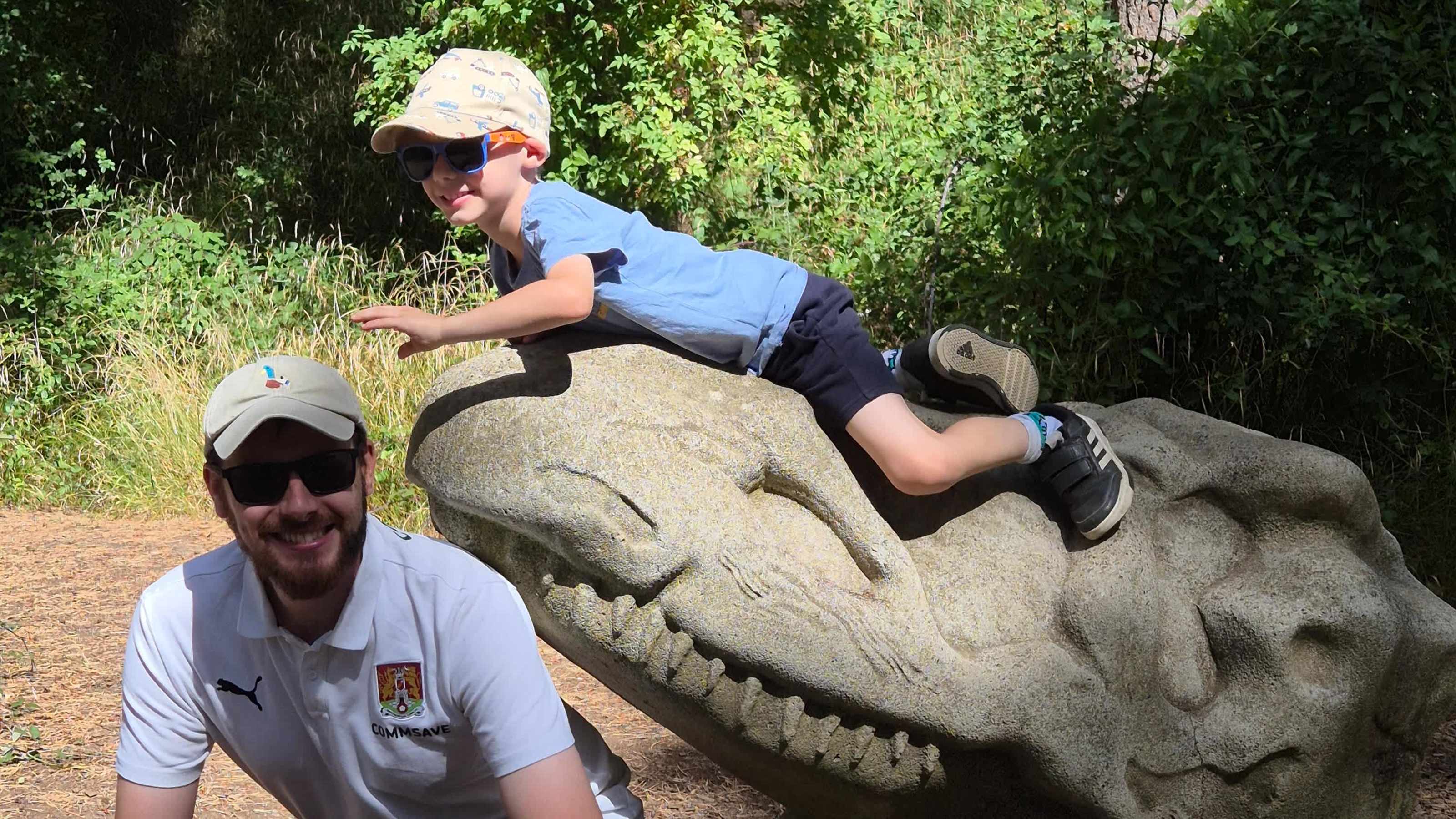 Climbing on the Dino skull