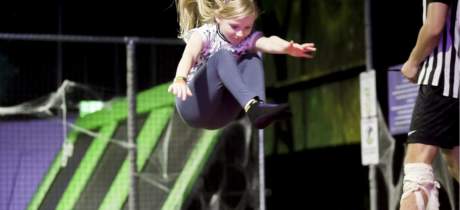 Girl jumping on trampoline at High Altitude Trampoline Park in Norwich