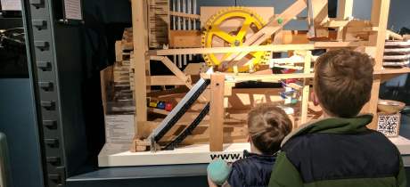 Kids looking at exhibit at The MAD Museum in Stratford-upon-Avon