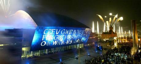 Outside view of Wales Millennium Centre in Cardiff