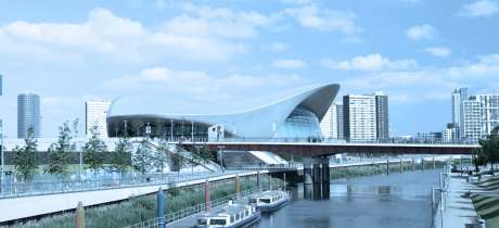 Outside view of London Aquatics Centre