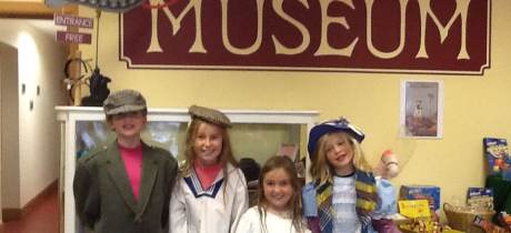 Kids in Victorian wear at Glenesk Retreat and Folk Museum in Tarfside 