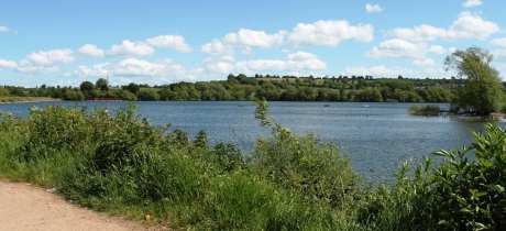 Walking path by lake at Daventry Country Park