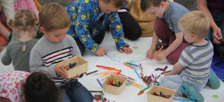 Kids colouring at The Lightbox in Woking