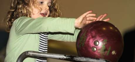 Girl bowling at Strikers at Fraserburgh Leisure Centre