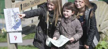Kids on nature trail at Worsbrough Mill Museum and Country Park in Barnsley