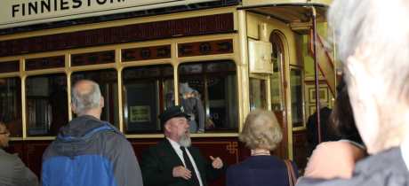 Driver talking to visitors at Glasgow Riverside Museum