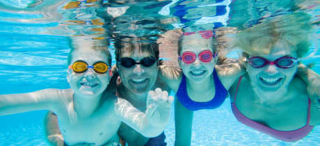 Family in swimming pool at Dimensions in Stoke on Trent