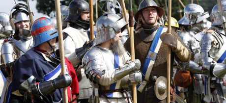 People dressed as knights at Bosworth Battlefield in Nuneaton