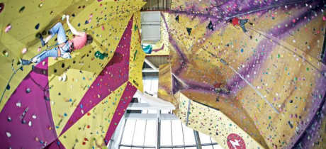 People climbing at Lakeland Climbing Centre in Kendal