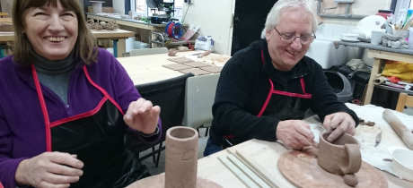 Couple making pots at Eastcott Studios in Swindon