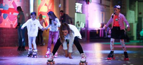 Kids rollerskating at RollerStop Roller Rink in Glasgow