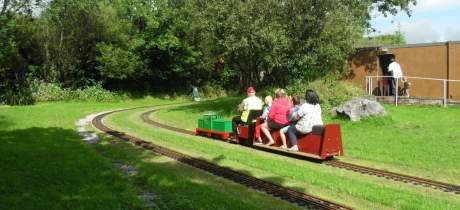 Family on train at Bridgend Miniature Railway