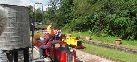 Family on train at Bridgend Miniature Railway