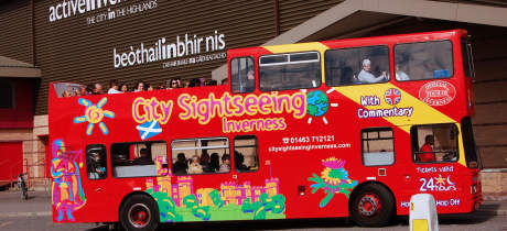 Passengers on City Sightseeing Inverness Hop On Hop Off bus