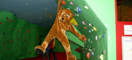 Bear mascot at Keswick Climbing Wall