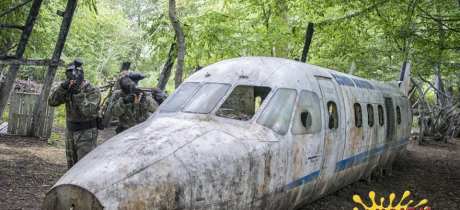 People paintballing at Laser Mayhem in Abridge 