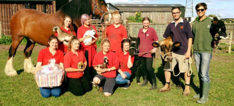 Staff with animals at Ash End House Children's Farm in Tamworth