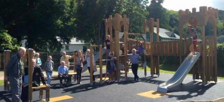 Families on playground at Bicclescombe Park in Ilfracombe