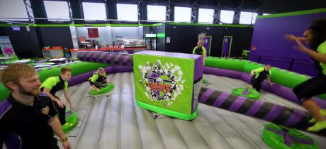 Staff playing at Jump Giants Newcastle in Gateshead