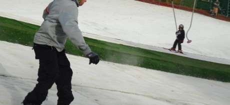 Boy skiing at Kidsgrove Ski Centre in Stoke on Trent