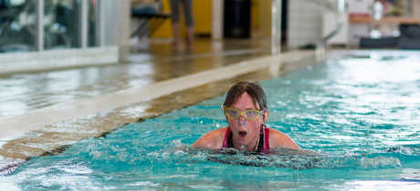 Person in swimming pool at Splashpoint in Worthing