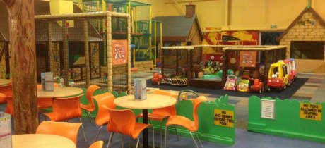 Toddler soft play area and seating area at Go Bananas Indoor Soft Play Centre in Colchester