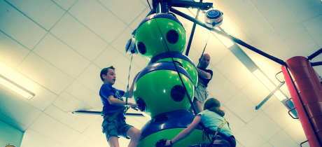 Kids climb crazy tower at Clip n Climb Nottingham
