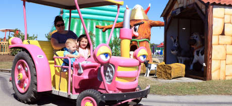 Family on ride at Old MacDonalds Farm & Fun Park in Padstow